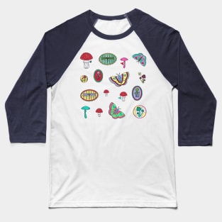 Butterfly Mushroom Forest Baseball T-Shirt